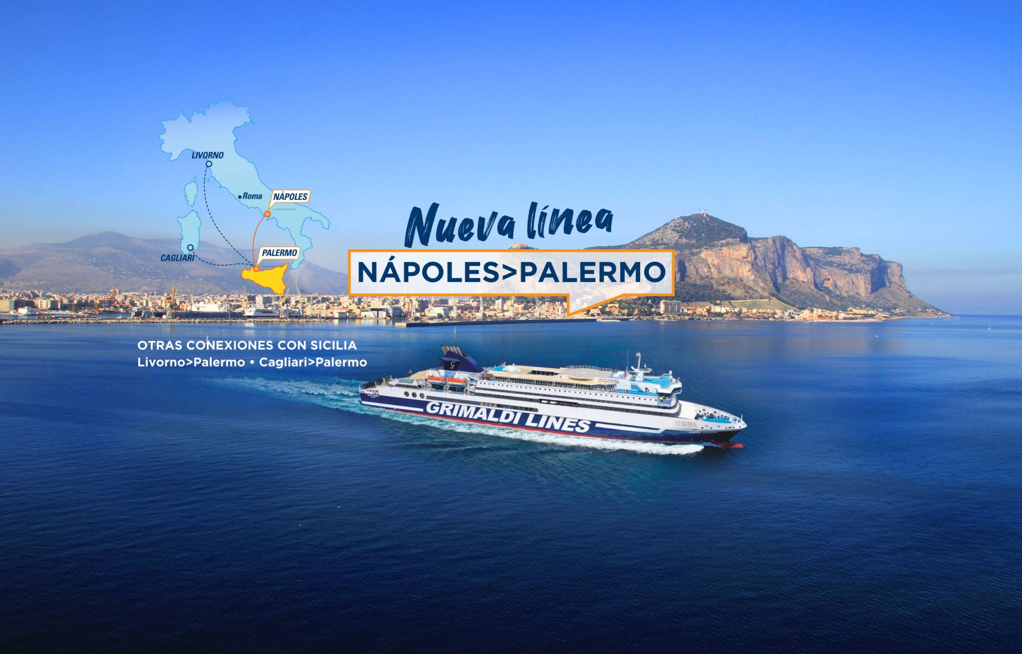 Cruise Ausonia Grimaldi Lines che esce dal porto di Palermo direzione Napoli