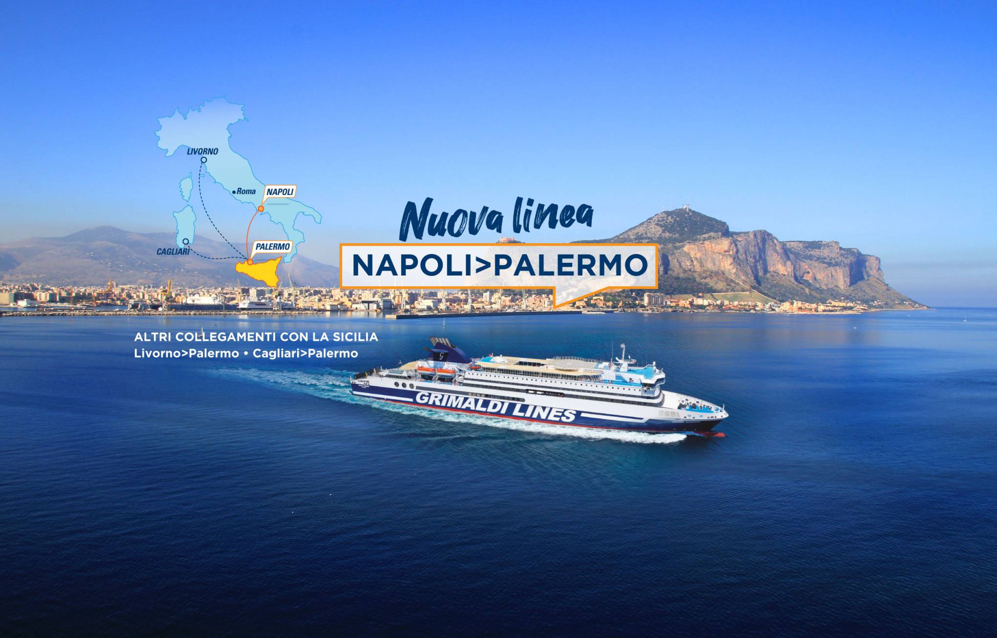 Cruise Ausonia Grimaldi Lines che esce dal porto di Palermo direzione Napoli